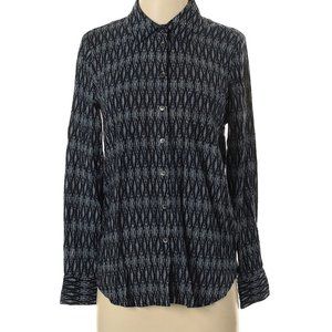 Soft Joie Button Up Black & Blue Pattern Shirt sz XS EUC